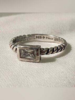 Silpada Sterling 925 Silver Belle Fleur Baguette CZ Rope Ring Size 6